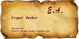 Erger Andor névjegykártya
